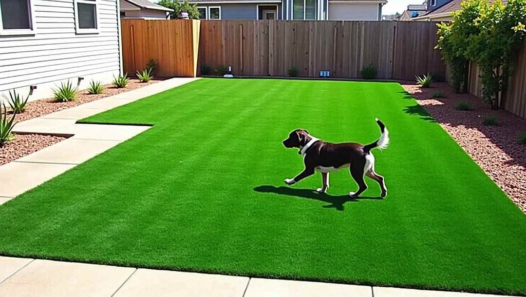 User-submitted hybrid turf results showing growth in a high-traffic area with pet activity