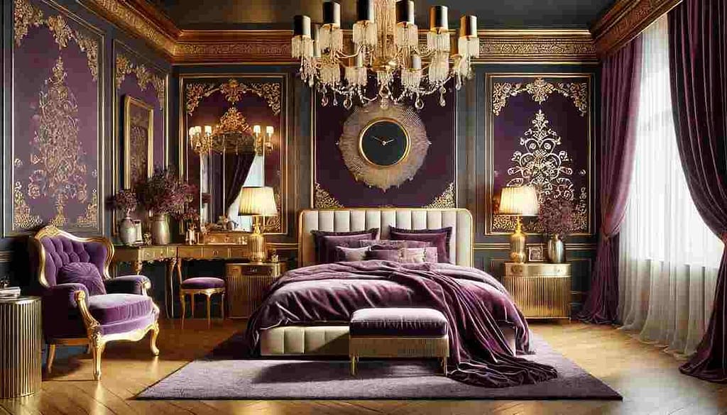 Purple Two Colour Combination for Bedroom Walls