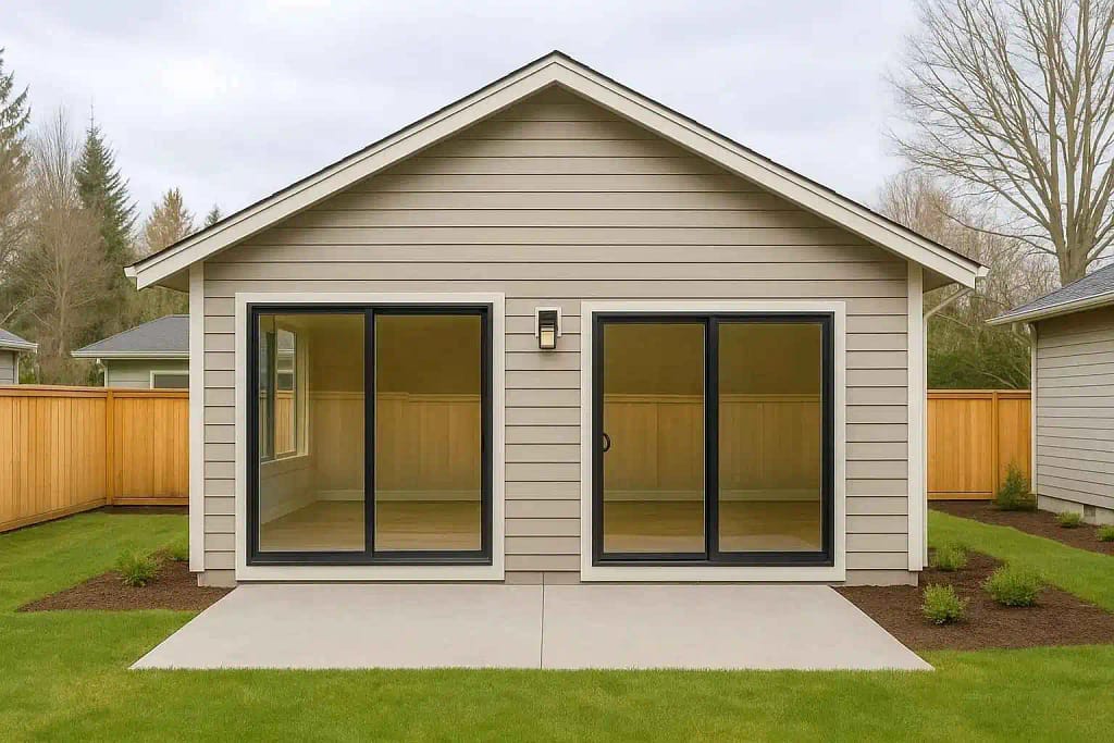 High-quality photo of a modern 20x20 home addition featuring a family room and kitchen extension, showcasing open-concept design, natural lighting, and premium finishes — ideal for illustrating room type cost comparison.