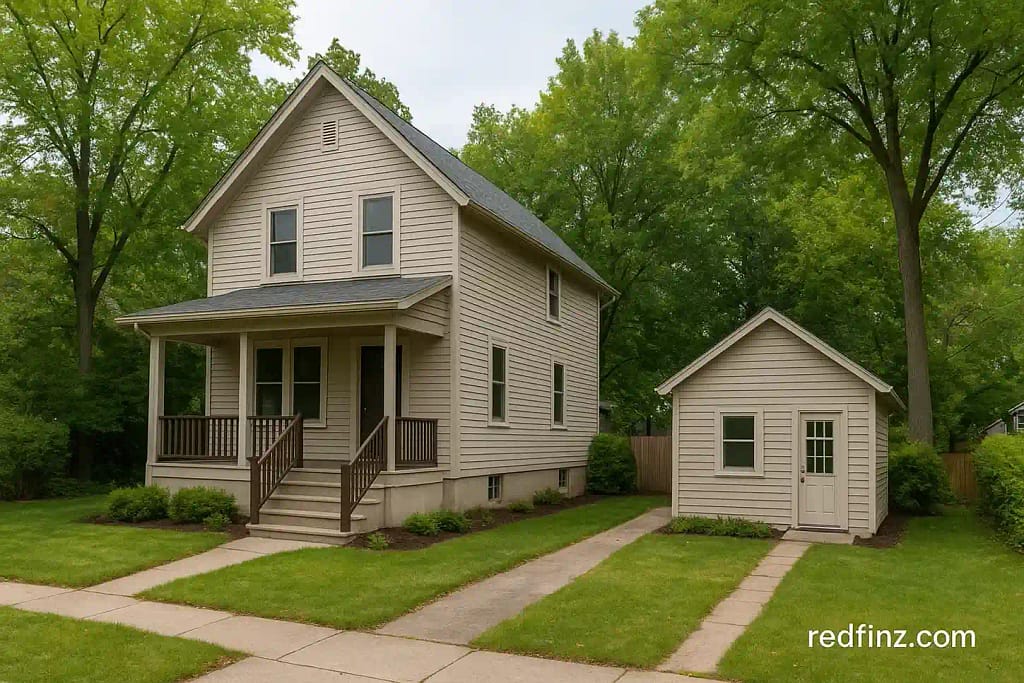 Buffalo home with detached accessory dwelling unit (ADU) illustrating suburban zoning 2026 – redfinz.com