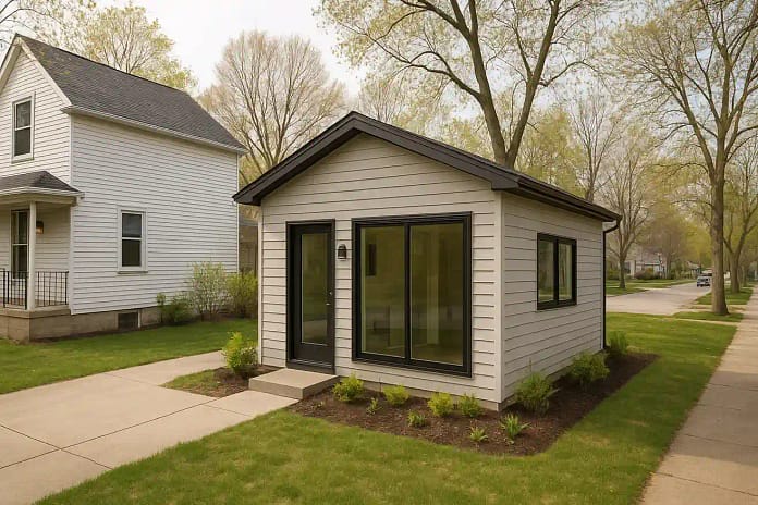 Buffalo ADU Laws 2026 Suburbs That Ban or Allow Units Suburban Buffalo home with a modern backyard ADU unit built in 2026.